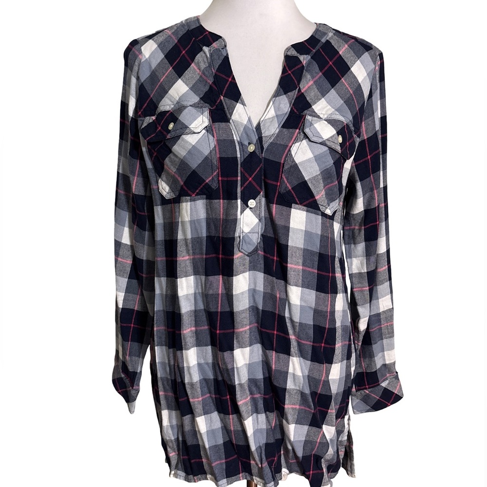 GAP Plaid Blouse in Blue White and Pink